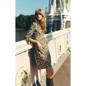 NWT Boden Green Naomi Relaxed Jersey Dress Leopards Size 8L